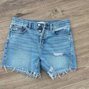Madewell Light Blue Distressed Denim Cutoff Shorts. The Brynn.